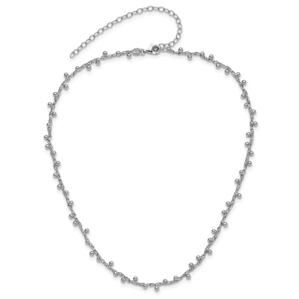 Leslie's Sterling Silver Rhod-plated Polished Beaded w/3in ext. Necklace - Image 4
