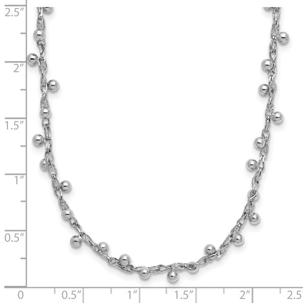 Leslie's Sterling Silver Rhod-plated Polished Beaded w/3in ext. Necklace - Image 5