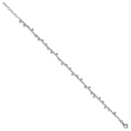 Leslie's Sterling Silver Rhod-plated Polished Beaded w/1in ext. Bracelet - Image 2