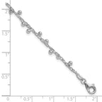 Leslie's Sterling Silver Rhod-plated Polished Beaded w/1in ext. Bracelet - Image 5
