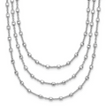 Leslie's Sterling Silver Rh-plated 3 Strand Beaded 16in w/2in ext. Necklace