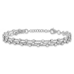 Leslie's Sterling Silver Rh-plated 3 Strand Beaded 7.5in w/1in ext. Bracele - Image 3