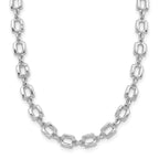 Leslie's Sterling Silver Rhodium-plated Square Link w/2in ext. Necklace