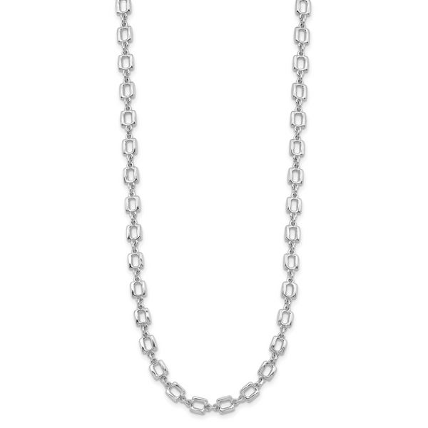 Leslie's Sterling Silver Rhodium-plated Square Link w/2in ext. Necklace - Image 2