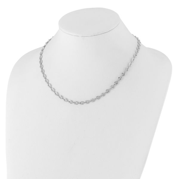 Leslie's Sterling Silver Rhodium-plated Square Link w/2in ext. Necklace - Image 3