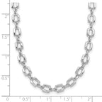 Leslie's Sterling Silver Rhodium-plated Square Link w/2in ext. Necklace - Image 5