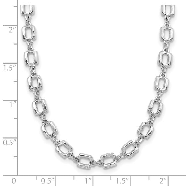 Leslie's Sterling Silver Rhodium-plated Square Link w/2in ext. Necklace - Image 5