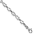 Leslie's Sterling Silver Rhodium-plated Square Link w/1in ext. Bracelet