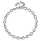 Leslie's Sterling Silver Rhodium-plated Square Link w/1in ext. Bracelet - Image 4