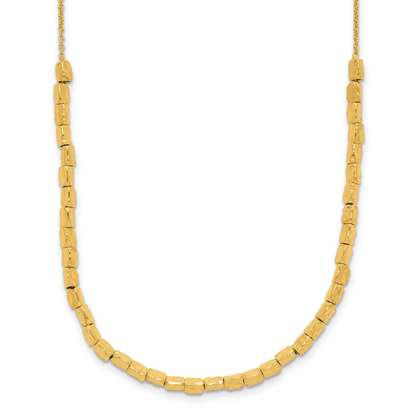 Leslie's Sterling Silver Gold-plated Polished/Hammered w/2in ext. Necklace