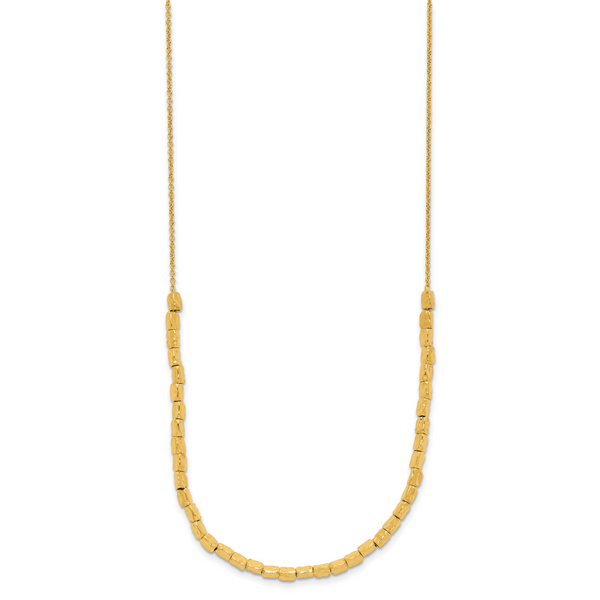 Leslie's Sterling Silver Gold-plated Polished/Hammered w/2in ext. Necklace - Image 2
