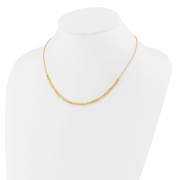 Leslie's Sterling Silver Gold-plated Polished/Hammered w/2in ext. Necklace - Image 3