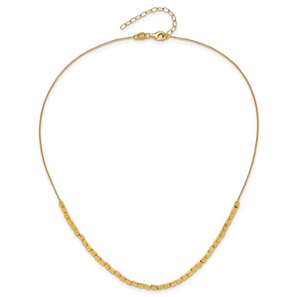 Leslie's Sterling Silver Gold-plated Polished/Hammered w/2in ext. Necklace - Image 4