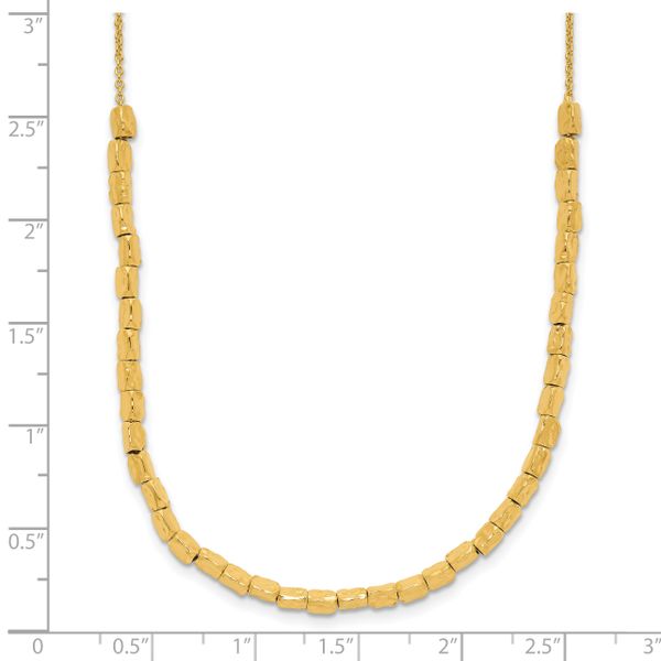Leslie's Sterling Silver Gold-plated Polished/Hammered w/2in ext. Necklace - Image 5