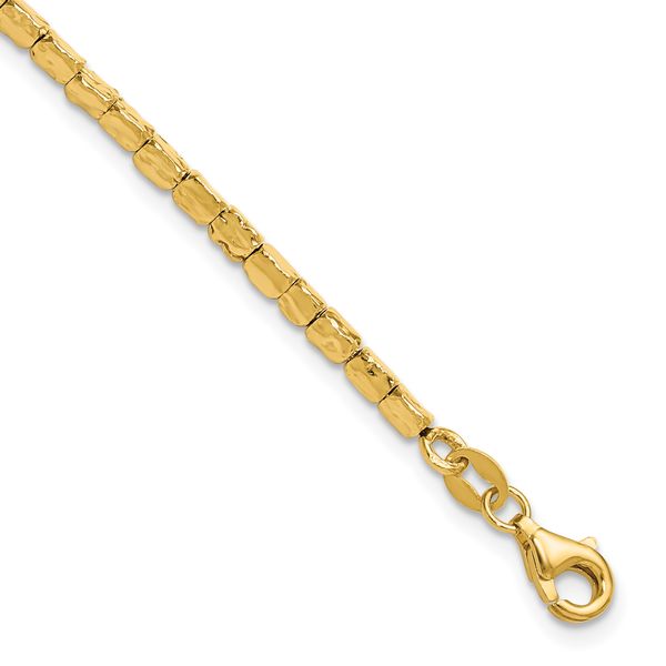 Leslie's Sterling Silver Gold-plated Polished/Hammered w/1in ext. Bracelet