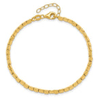 Leslie's Sterling Silver Gold-plated Polished/Hammered w/1in ext. Bracelet - Image 4