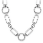 Leslie's Sterling Silver RH-plated Polished Fancy Link w/ 2in ext. Necklace