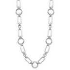 Leslie's Sterling Silver RH-plated Polished Fancy Link w/ 2in ext. Necklace - Image 2