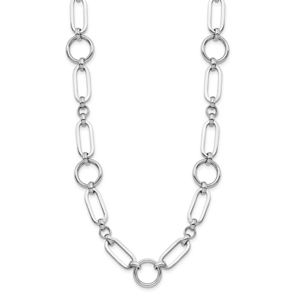 Leslie's Sterling Silver RH-plated Polished Fancy Link w/ 2in ext. Necklace - Image 2