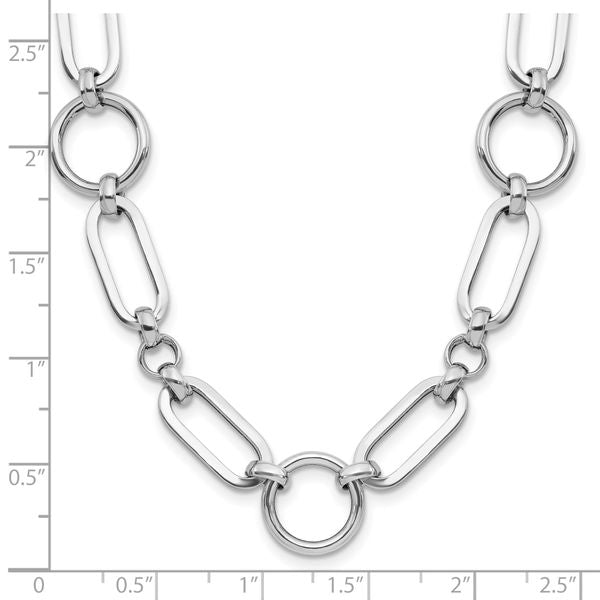 Leslie's Sterling Silver RH-plated Polished Fancy Link w/ 2in ext. Necklace - Image 5