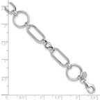 Leslie's Sterling Silver Rhod-plated Polished Fancy Link w/ 1in ext. Bracel - Image 5