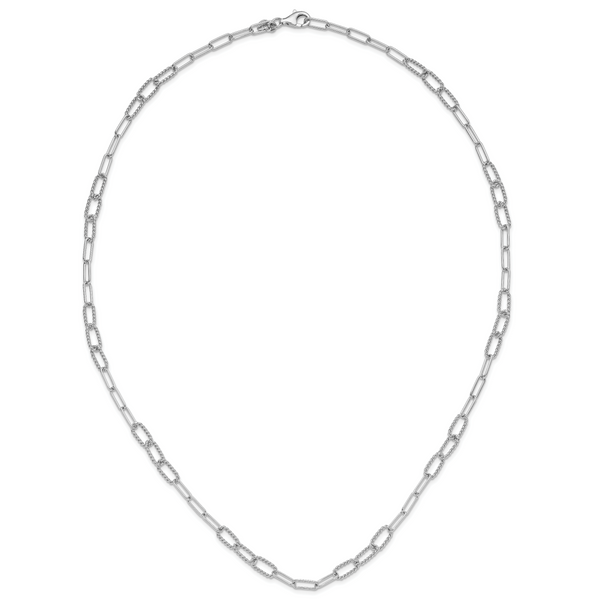 Leslie's Sterling Silver RH-plated Polished/Textured Fancy Link Necklace - Image 4
