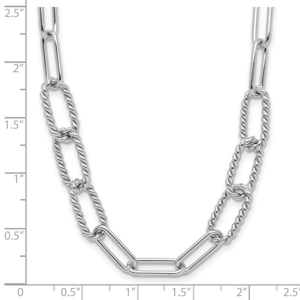 Leslie's Sterling Silver RH-plated Polished/Textured Fancy Link Necklace - Image 5