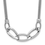Leslie's Sterling Silver Rh-plat Polished Multi-Strand w/2in ext. Necklace