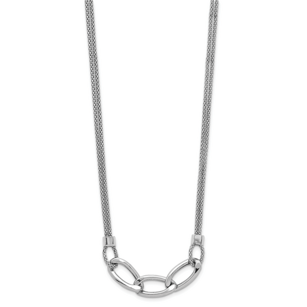 Leslie's Sterling Silver Rh-plat Polished Multi-Strand w/2in ext. Necklace - Image 2