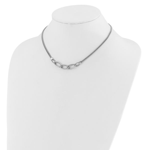 Leslie's Sterling Silver Rh-plat Polished Multi-Strand w/2in ext. Necklace - Image 3