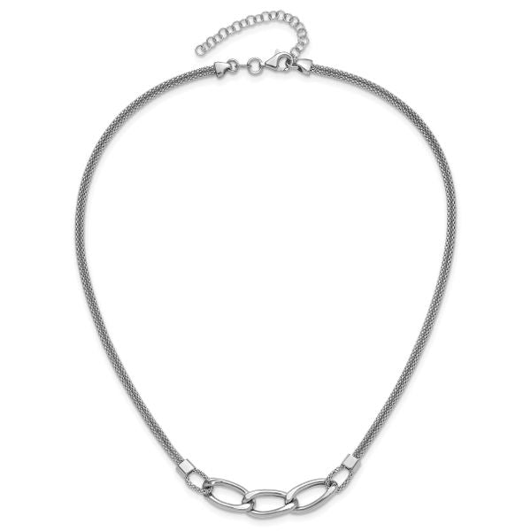 Leslie's Sterling Silver Rh-plat Polished Multi-Strand w/2in ext. Necklace - Image 4