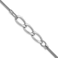 Leslie's Sterling Silver Rh-plat Polished Multi-Strand w/1in ext. Bracelet