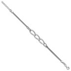 Leslie's Sterling Silver Rh-plat Polished Multi-Strand w/1in ext. Bracelet - Image 2