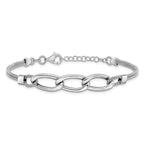 Leslie's Sterling Silver Rh-plat Polished Multi-Strand w/1in ext. Bracelet - Image 3