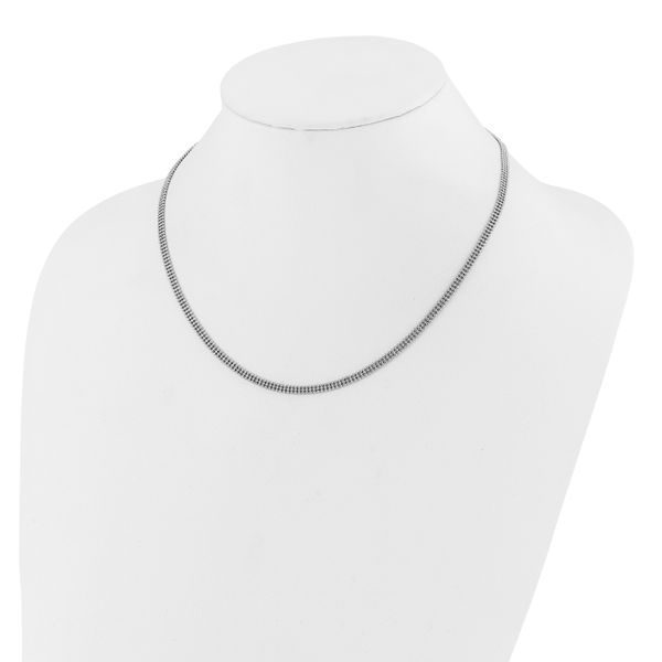 Leslie's Sterling Silver RH-plt Polish 3-Strand Beaded w/2in ext. Necklace - Image 3