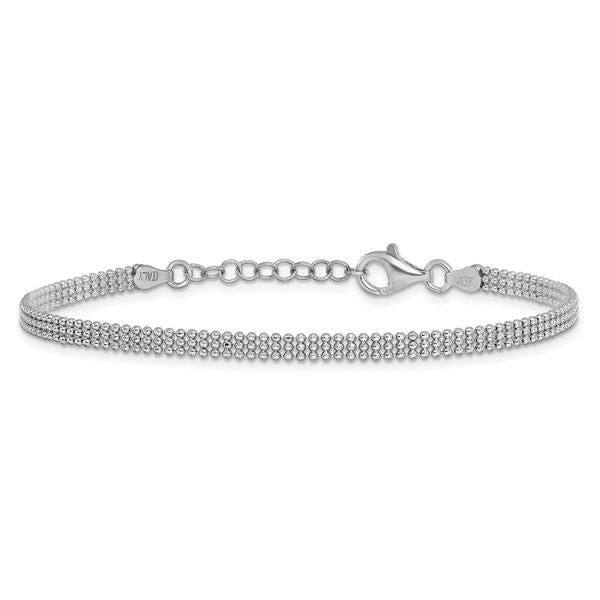 Leslie's Sterling Silver RH-plt Polished Beaded w/1in ext. Bracelet - Image 3