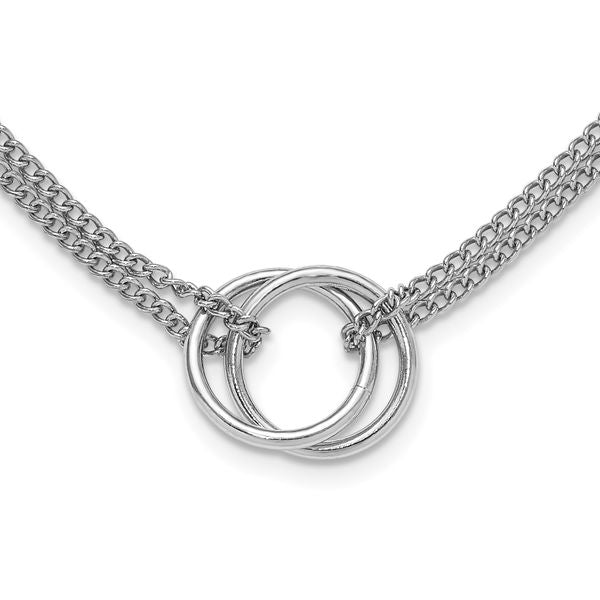 Leslie's Sterling Silver RH-plated Multi-Strand Circles w/ 2in ext. Necklac