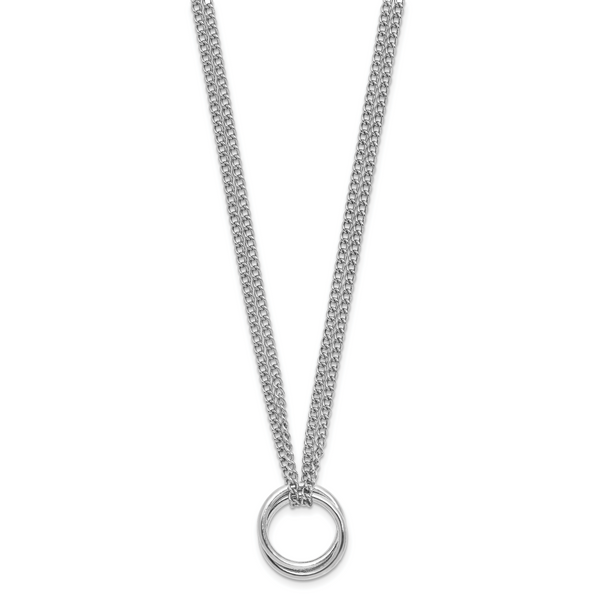 Leslie's Sterling Silver RH-plated Multi-Strand Circles w/ 2in ext. Necklac - Image 2