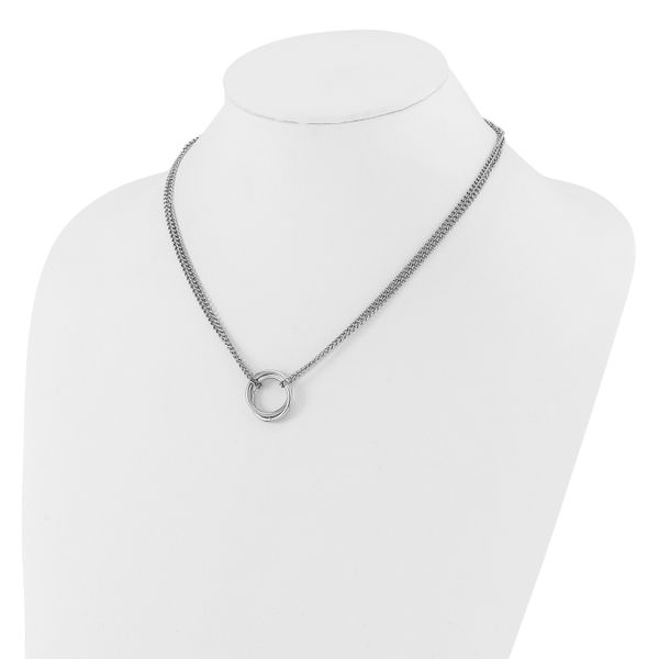Leslie's Sterling Silver RH-plated Multi-Strand Circles w/ 2in ext. Necklac - Image 3