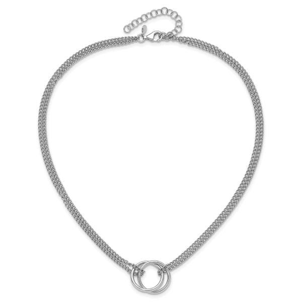 Leslie's Sterling Silver RH-plated Multi-Strand Circles w/ 2in ext. Necklac - Image 4