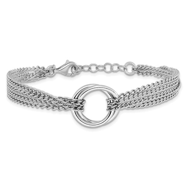 Leslie's Sterling Silver RH-plated Multi-Strand Circles w/ 1in ext. Bracele - Image 3