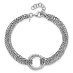 Leslie's Sterling Silver RH-plated Multi-Strand Circles w/ 1in ext. Bracele - Image 4