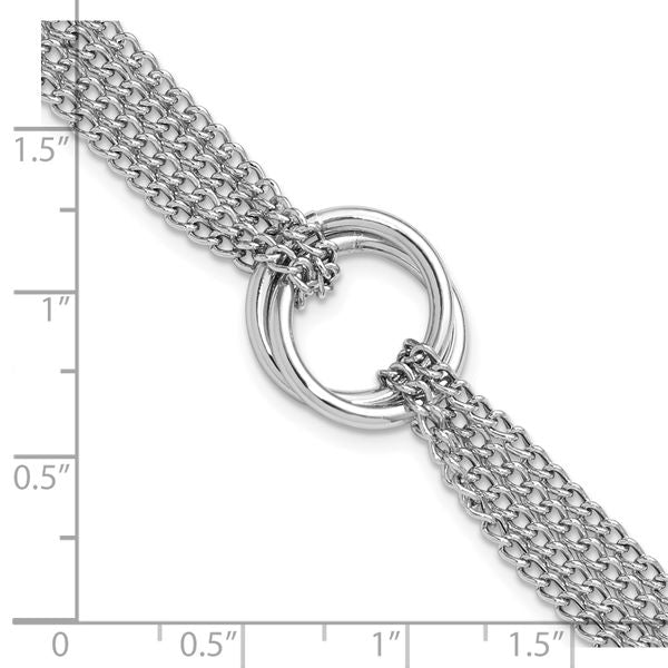 Leslie's Sterling Silver RH-plated Multi-Strand Circles w/ 1in ext. Bracele - Image 5