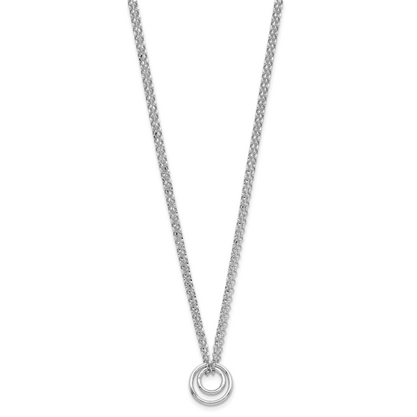 Leslie's Sterling Silver Rh-plat Polished 2-Strand Circle w/2in ext. Neckla - Image 2
