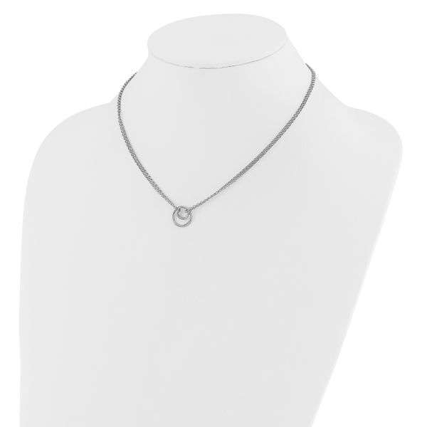 Leslie's Sterling Silver Rh-plat Polished 2-Strand Circle w/2in ext. Neckla - Image 3