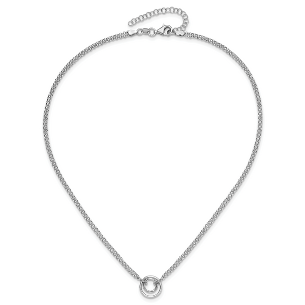 Leslie's Sterling Silver Rh-plat Polished 2-Strand Circle w/2in ext. Neckla - Image 4