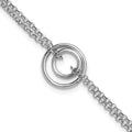 Leslie's Sterling Silver Rh-pl Polished 2-Strand Circle w/1.5in ext. Bracel