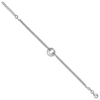 Leslie's Sterling Silver Rh-pl Polished 2-Strand Circle w/1.5in ext. Bracel - Image 2
