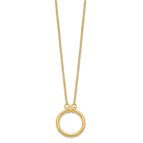 Leslie's Sterling Silver Gold-tone Polished Circle w/ 2in ext. Necklace - Image 2