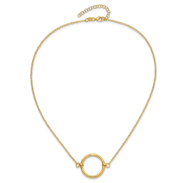 Leslie's Sterling Silver Gold-tone Polished Circle w/ 2in ext. Necklace - Image 4